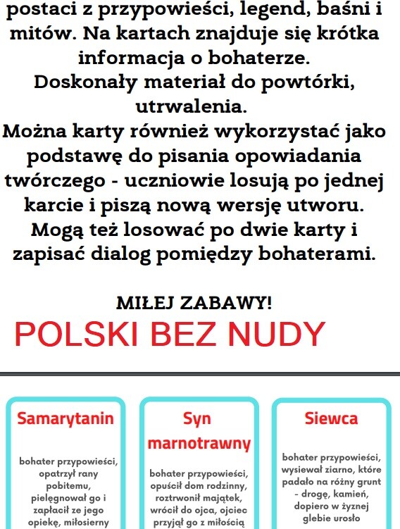 Czółko - bohaterowie legend, baśni, mitów, przypowieści.