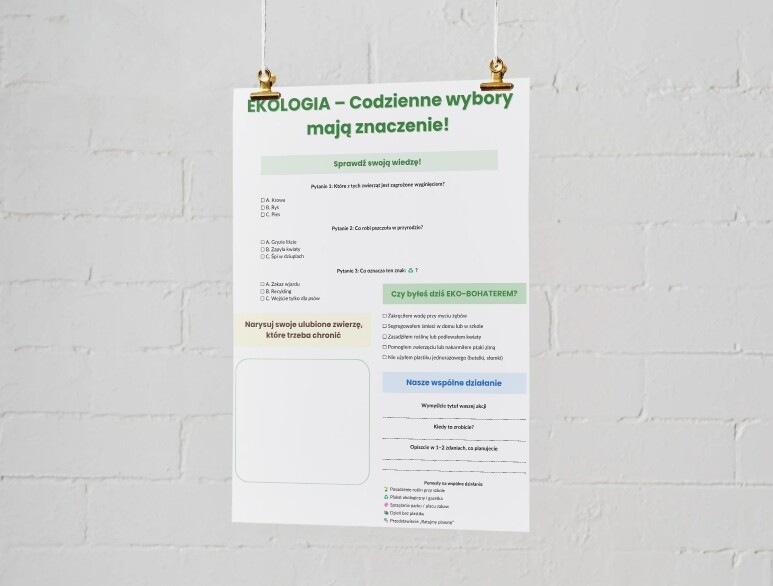 Plakaty. Ekologia i jej znaczenie. Ochrona przyrody, Różnorodność biologiczna, Zagrożone gatunki