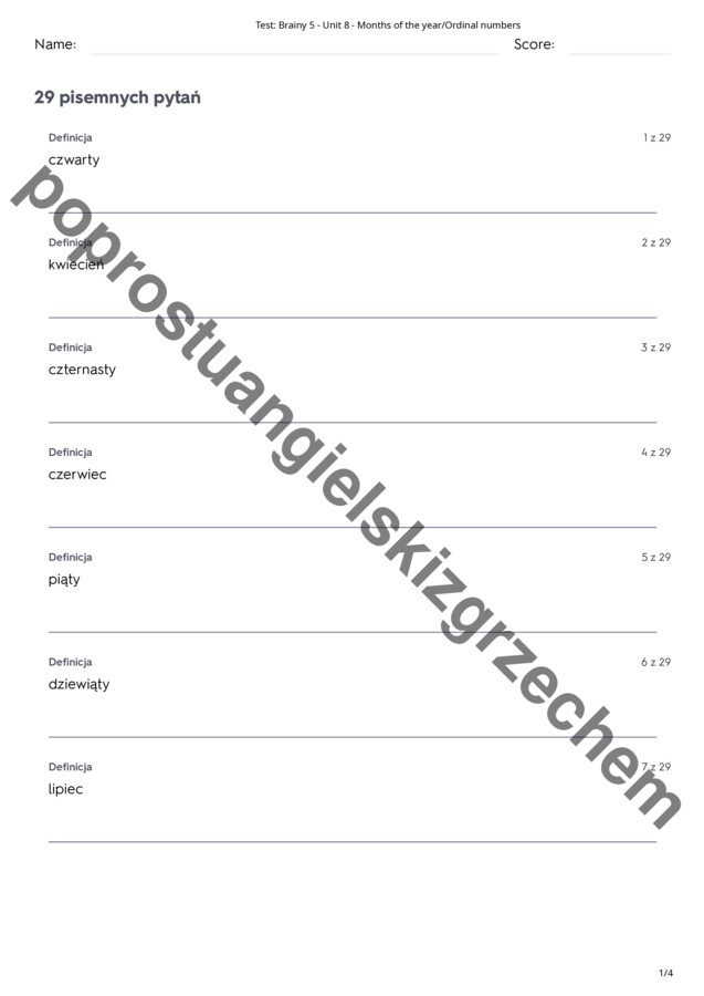 Brainy 5 - Unit 8 - testy