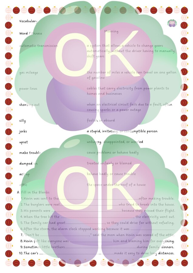 🎬 Home Alone: A Christmas Chaos – Vocabulary, Emotions & Family Fun (Materiał do nauki angielskiego na podstawie filmu „Kevin sam w domu”) – poziom A2–B2, 6 stron, Kevin sam w domu, święta, film po angielsku, słuchanie, mówienie, pisanie, słownictwo, emo