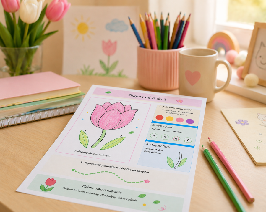 Tulipan od A do Z. Karta pracy dla 5-6 latków