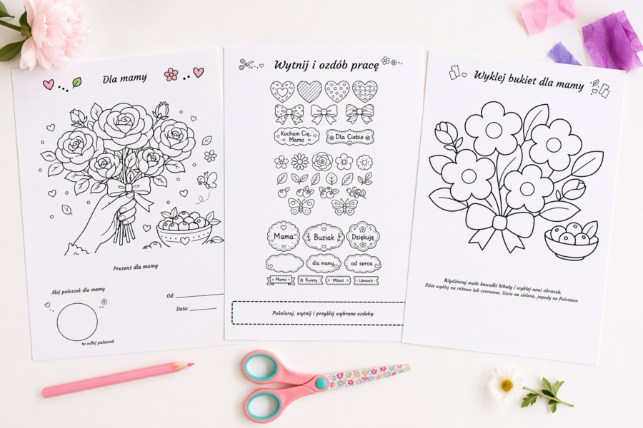Kolorowanka „Bukiet dla mamy”
