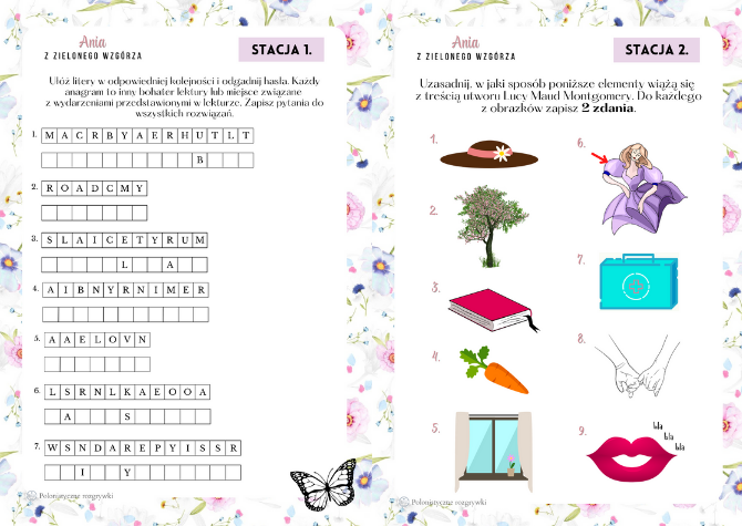 Ania z Zielonego Wzgórza. Stacje zadaniowe