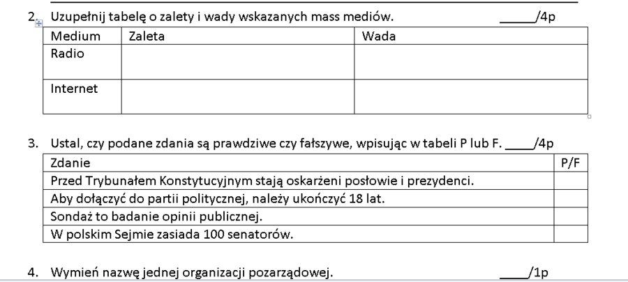 Sprawdzian - Polska państwem demokratycznym