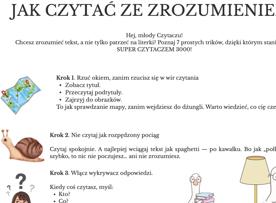 Jak czytać ze zrozumieniem? - poradnik dla uczniów klas 4-6