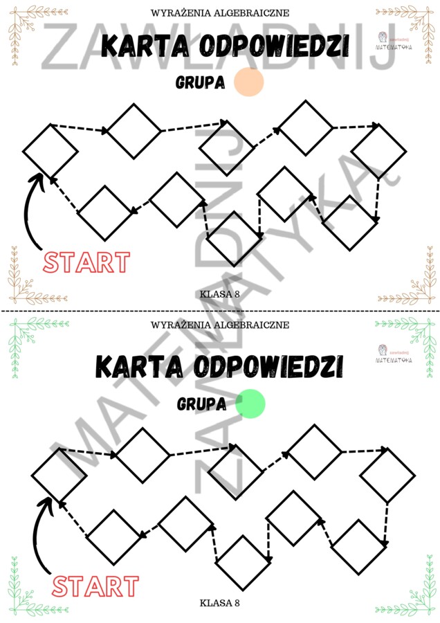 Stacje zadaniowe – wyrażenia algebraiczne