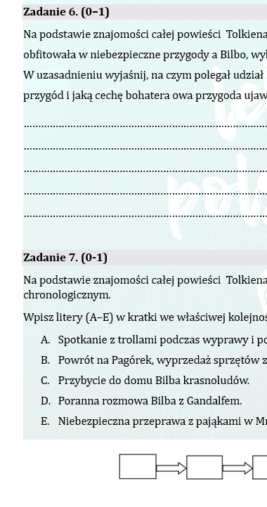 PRÓBNY EGZAMIN JUŻ DLA SZOSTOKLASISTY- HOBBIT.