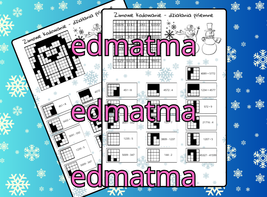 Zimowa kodowanka - działania pisemne. Kodowanie, zima