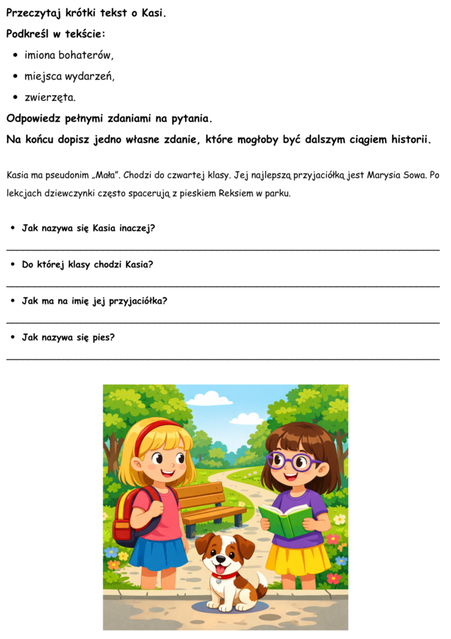 Kasia „Mała” – kreatywne karty pracy z języka polskiego dla klas 1–3