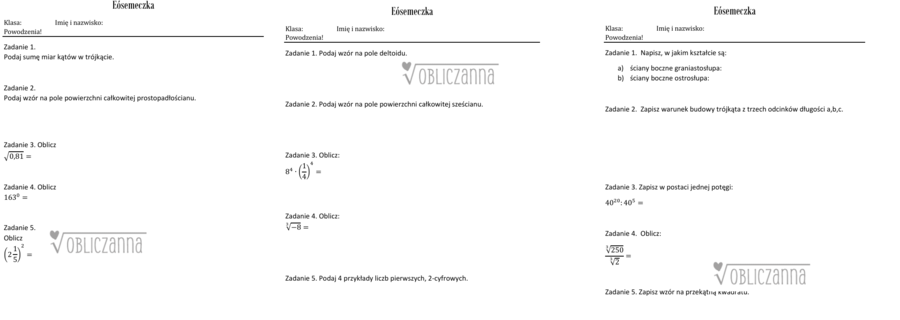 30 x minikartkówka ze wzorów na E8 z matematyki