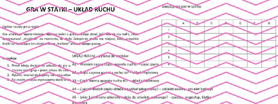 Układ ruchu - gra w statki. Powtórzenie wiadomości. Biologia klasa 7.