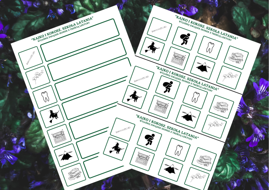 "KAJKO I KOKOSZ. SZKOŁA LATANIA" – ikonki – wklejki – karta pracy – lektury 4-6