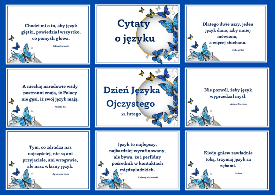 DZIEŃ JĘZYKA OJCZYSTEGO – cytaty – GAZETKA – 21 str. – fiszki – biblioteka - wersja 3