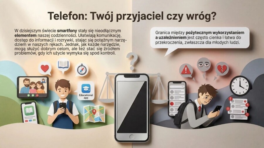 Uzależnienie od telefonu (gazetka szkolna / prezentacja)
