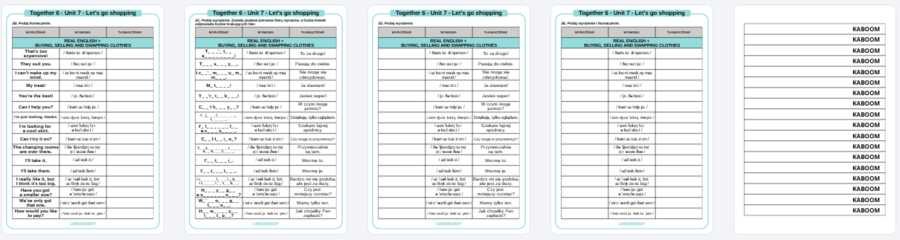 Together 6, Unit 7 - słownictwo