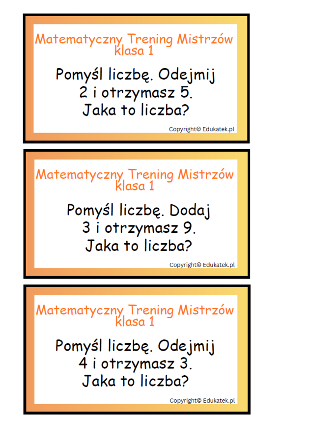 Matematyczny trening mistrzów - klasa 1