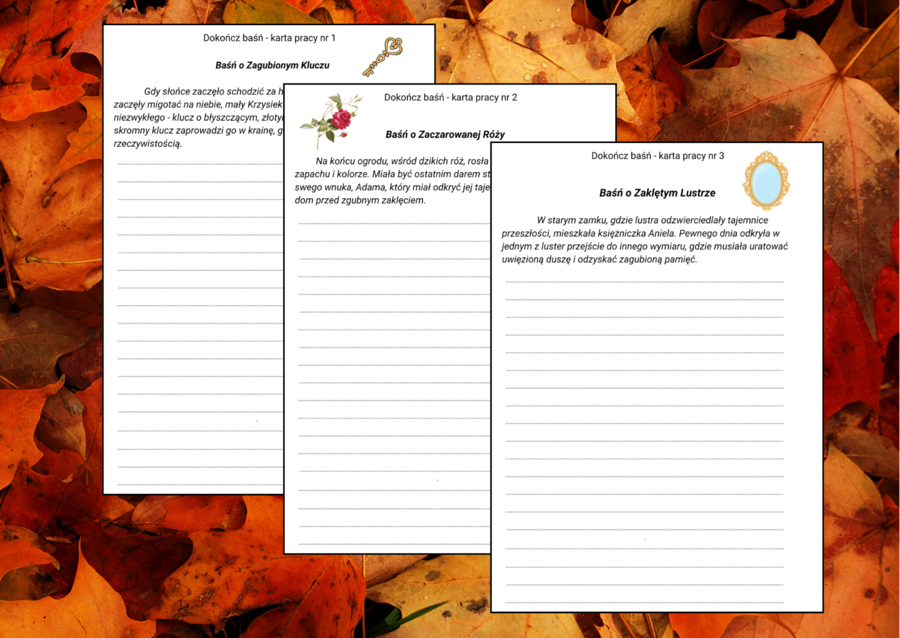 BAŚŃ – karta pracy – ćwiczenia redakcyjne – 3 wersje
