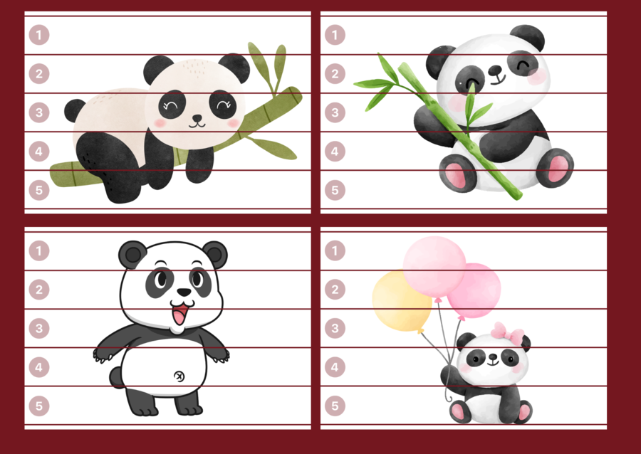 DZIEŃ PANDY – puzzle – biblioteka – świetlica – przedszkole – 12 wersji