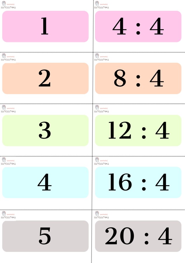 FISZKI - DZIELENIE DO 100