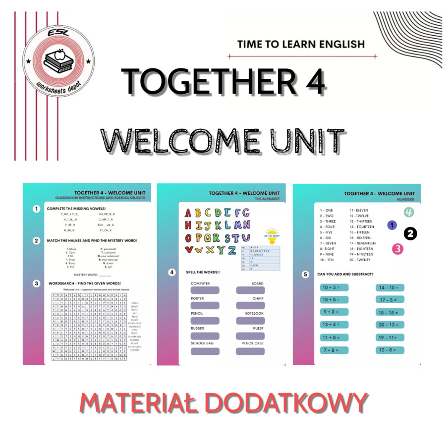 Together klasa 4 materiały dodatkowe do Welcome Unit - język angielski w szkole podstawowej