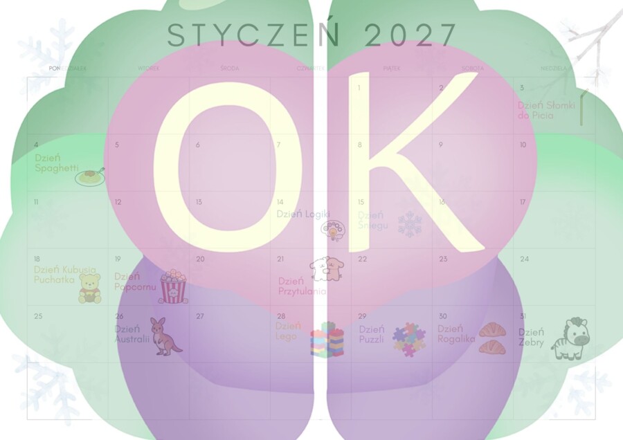 Kalendarz Świąt Nietypowych 2027 + Kolorowanki (53 strony)