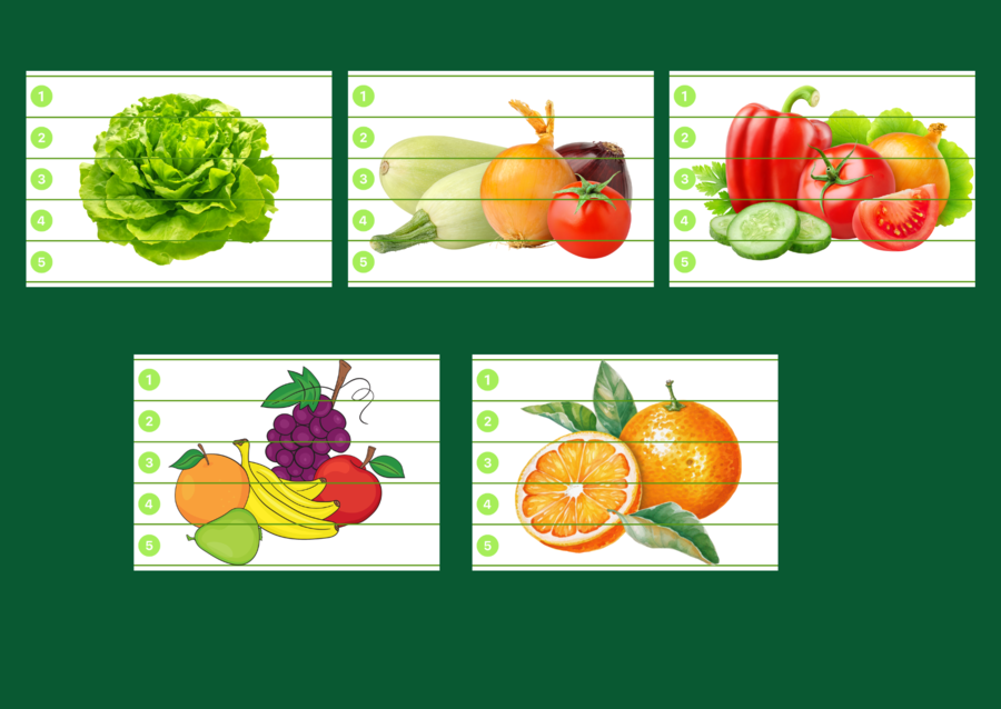 DZIEŃ OWOCÓW I WARZYW – puzzle – biblioteka – świetlica - 10 wersji