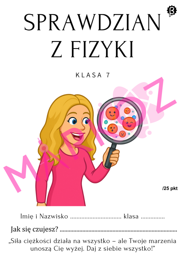 Sprawdzian właściwości i budowa materii