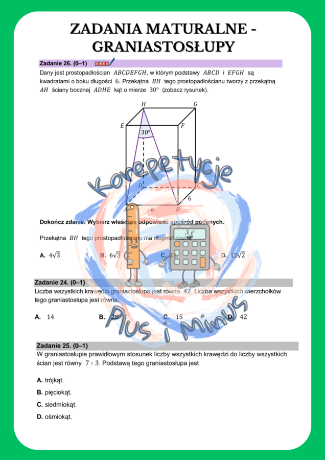 Zadania maturalne graniastosłupy