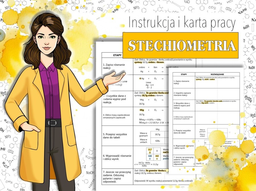 Klasa 7. Chemia. Obliczenia stechiometryczne. Instrukcja i karta pracy.