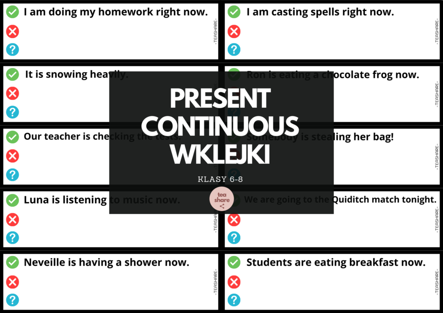 PRESENT CONTINUOUS - wklejki dla klas 6-8