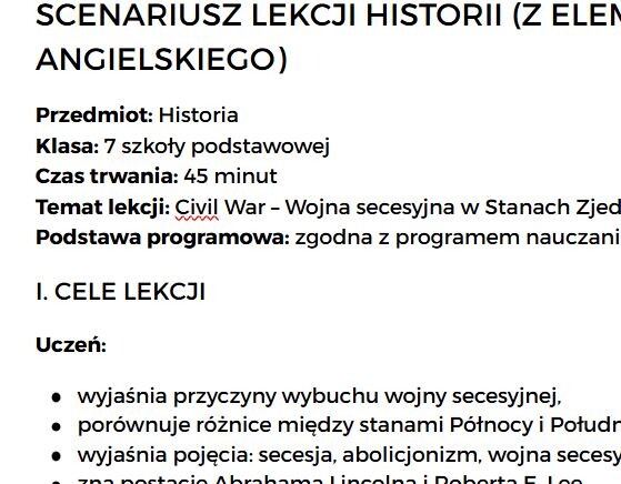 Hist 711 scenariusz wojna secesyjna