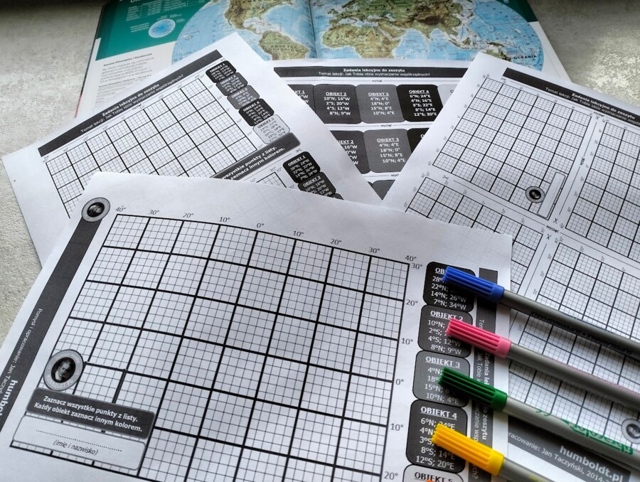 SUPER, wyznaczanie współrzędnych - karta pracy.