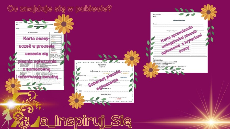 Ogłoszenie w kl. IV-VIII- karty pracy, scenariusz lekcji