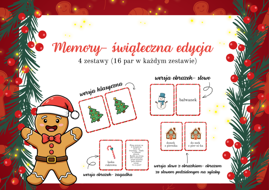 Memory świąteczne- 4 wersje