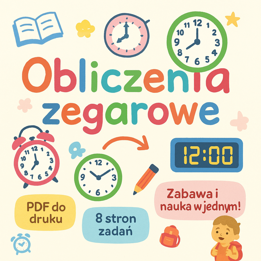 Obliczenia zegarowe. Karta pracy. Sprawdzian