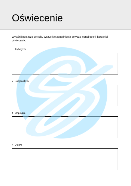 Oświecenie – Najważniejsze Zagadnienia – Karty Pracy dla Maturzystów