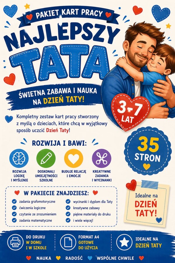 Dzień Taty – pakiet kart pracy (35 stron, PDF, przedszkole)