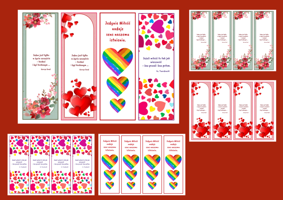 WALENTYNKI – zakładki do książek – zakładka – biblioteka – świetlica – wersja 1