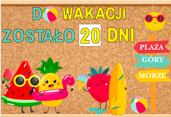 "Odliczamy do Wakacji – Dzień po Dniu!" Kolorowa gazetka, która każdego dnia przypomina dzieciom, ile jeszcze zostało do wakacji! 🎒☀️ Zestaw zawiera aż 68 stron do druku – cyfry do codziennej zmiany, wakacyjne dekoracje i urocze ilustracje owoców, słońca
