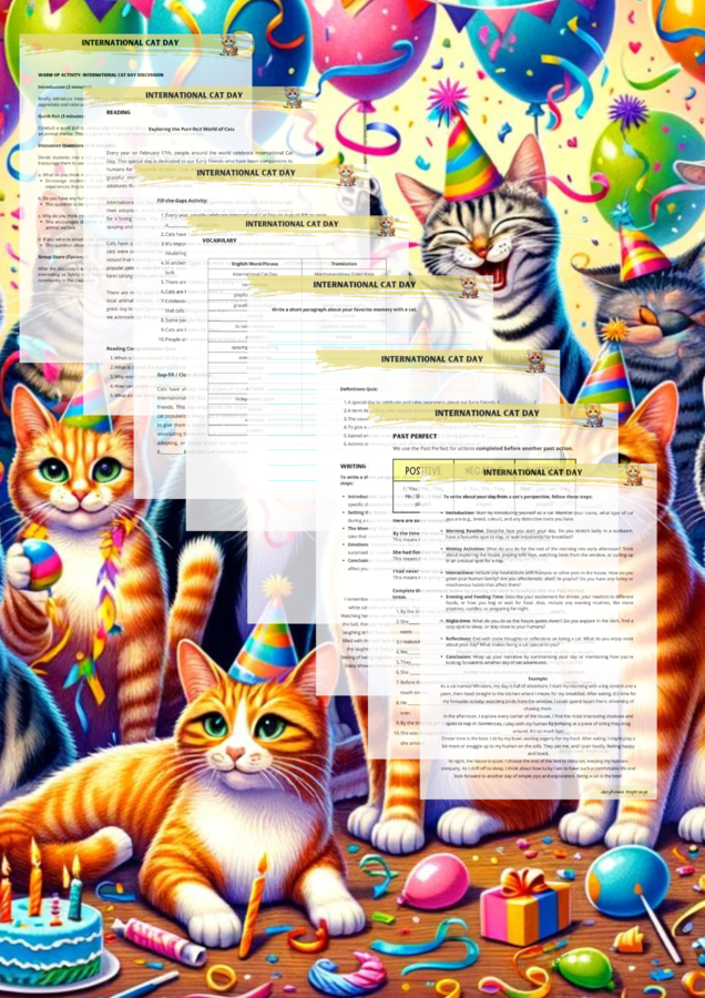 International Cat Day B1. Karty pracy_Gotowa lekcja