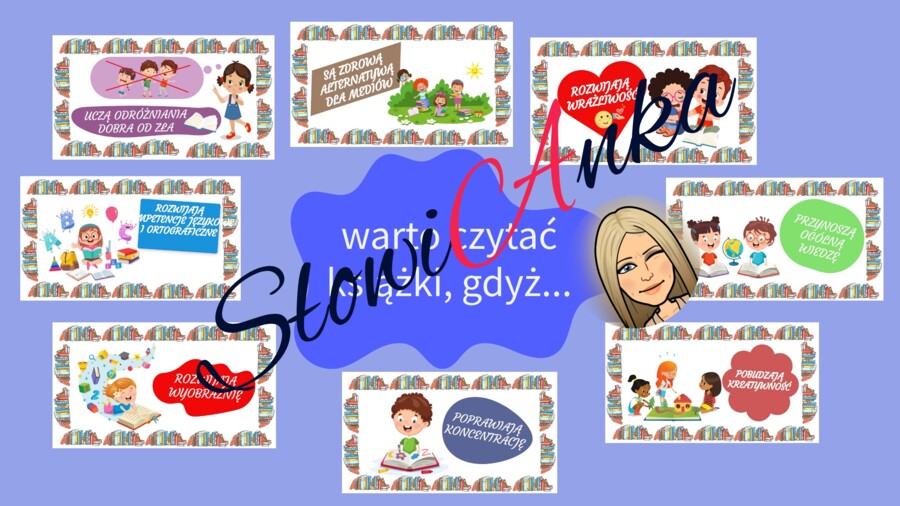 DZIEŃ KSIĄŻKI - zestaw dla klas 4-6 (gazetka, odznaki, zakładki, napis, krzyżówka)