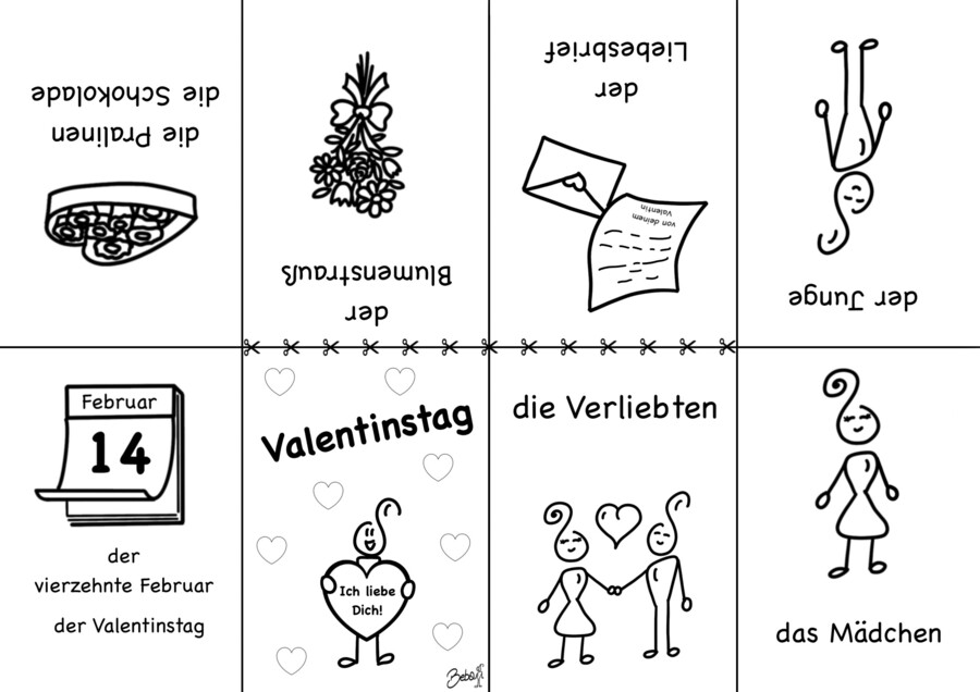 Valentinstag Minibuch Vokabeln