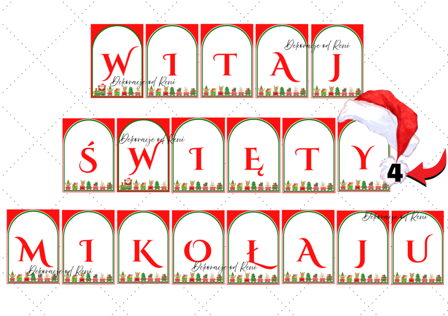 ✨ Girlanda „Witaj, Święty Mikołaju” – idealna dekoracja na mikołajki! ✨wersja 4