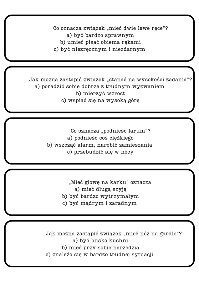 Lekcja z przesiadką-frazeologizmy w odbiciu lustrzanym.