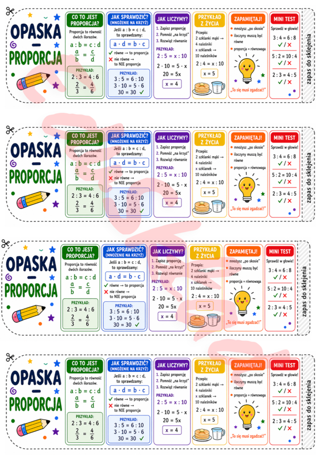 🎯 Matematyczne opaski na rękę - RÓWNANIA