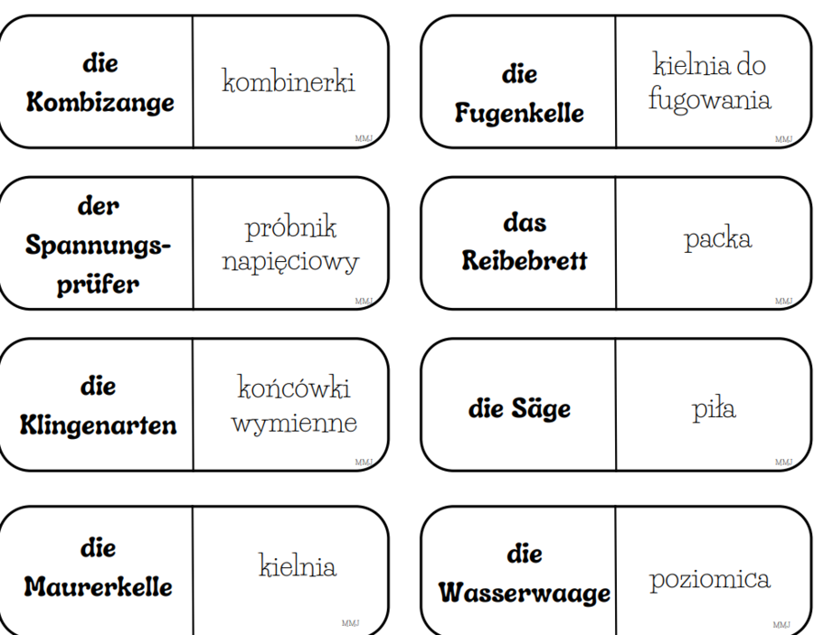 Słownictwo branżowe - budownictwo - język niemiecki