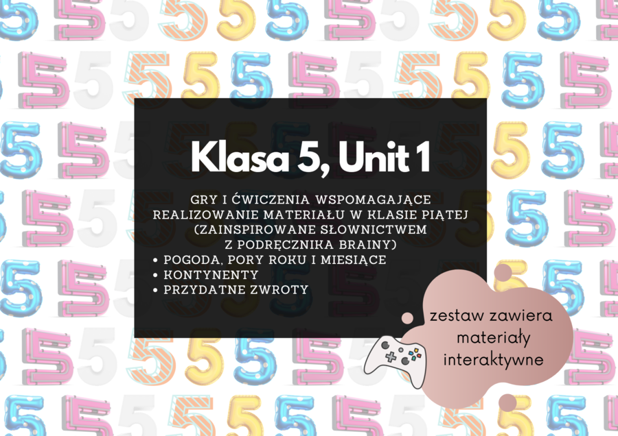 Angielski klasa 5 mini e-book: gry i ćwiczenia POGODA, MIESIĄCE, PORY ROKU, KONTYNENTY