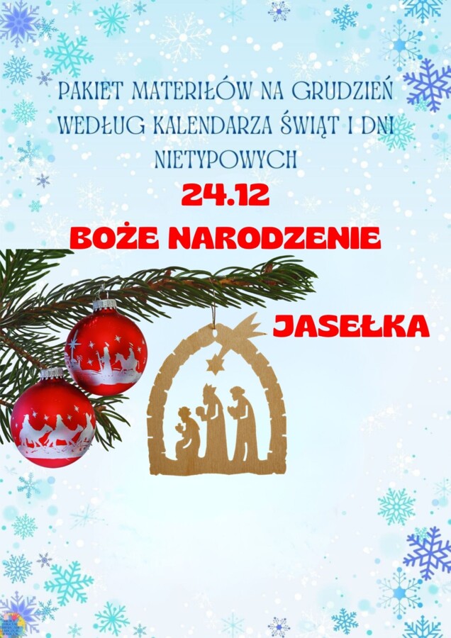 PAKIET MATERIAŁÓW NA GRUDZIEŃ WEDŁUG KALENDARZA ŚWIĄT I DNI NIETYPOWYCH