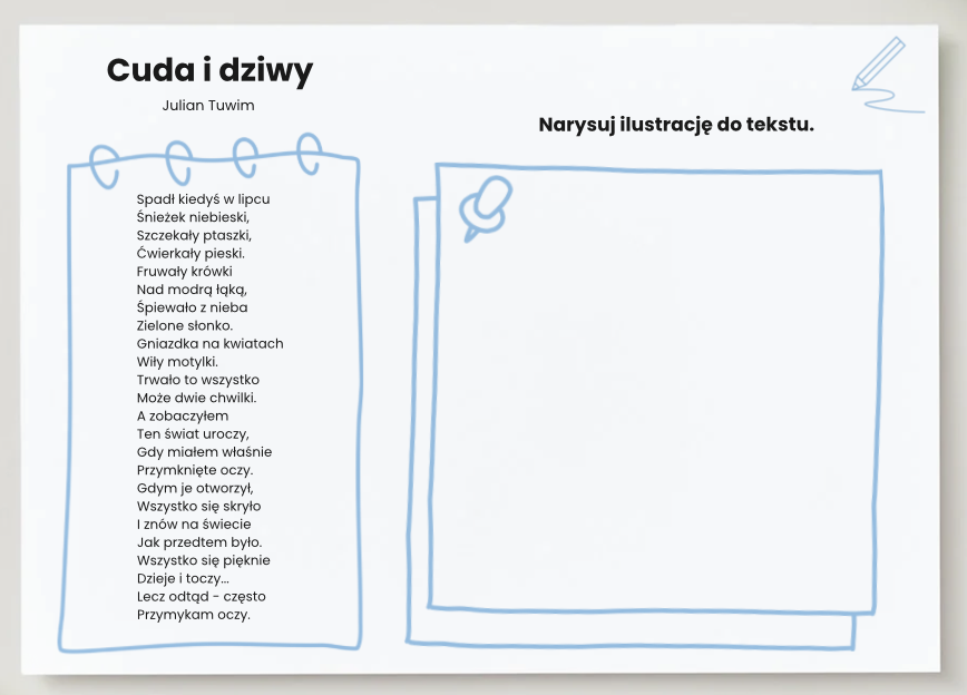 "Cuda i dziwy" praca z wierszem