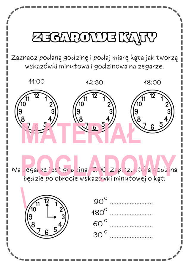 ZEGAROWE KĄTY - klasa 4, 5